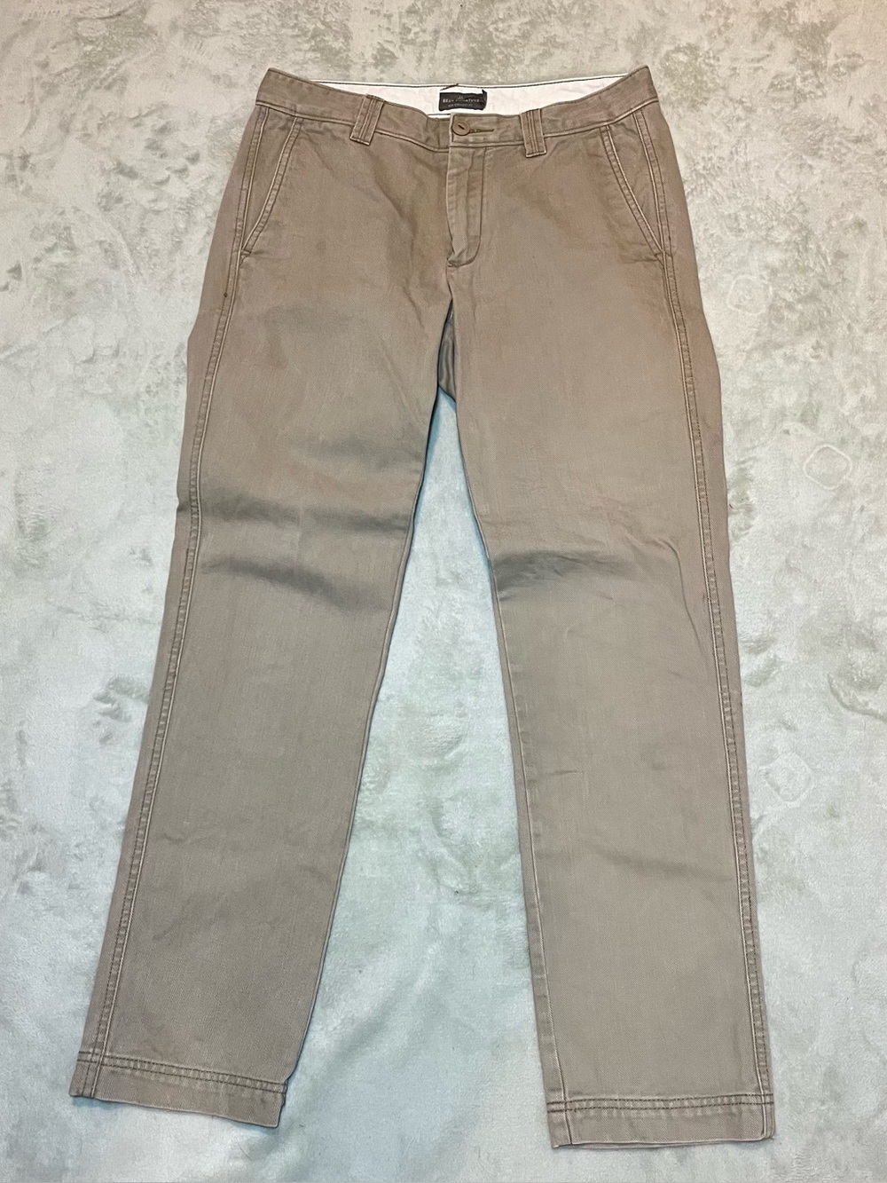 LL Bean Signature Slim Straight Fit Jeans Womens Size 30 Tan Mid Rise Denim